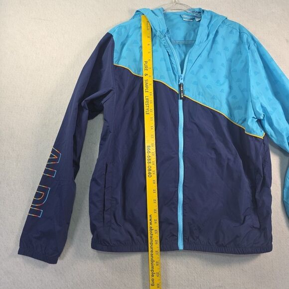 Aldi Gear Windbreaker Full Zip Hooded Jacket 2024 Unisex Size Med Pockets Blue - Picture 8 of 11
